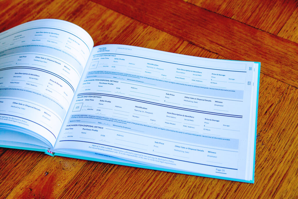 Second Hand Dealers Register Book